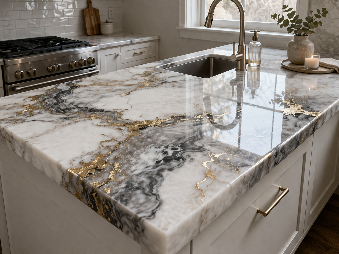 Epoxy countertop and custom resin table installation